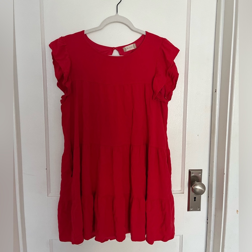 CLOSING SALE 
Altar’d State Red Mini Dress With Ruffle Cap Sleeves
